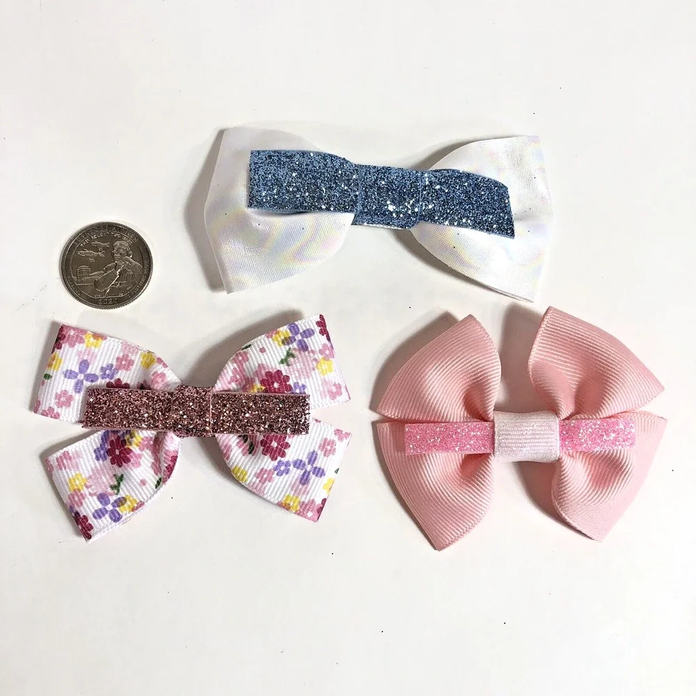 Hair Clip Barrette Lot Ribbon Bow Pastel Trendy New Coquette Glitter Flower Holo